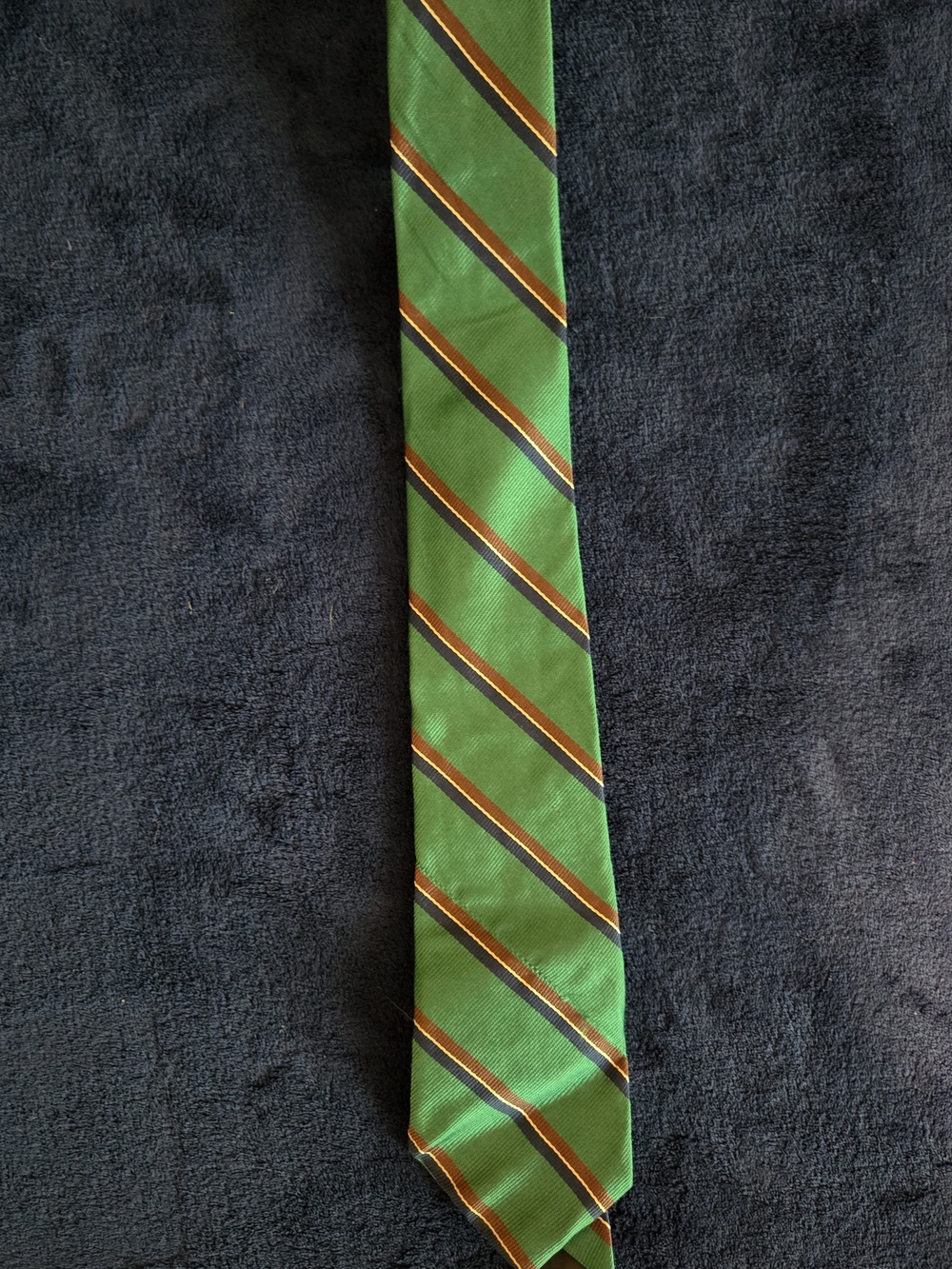 Stafford Vtg Green Tie with Red and Navy Diagonal Stripes
